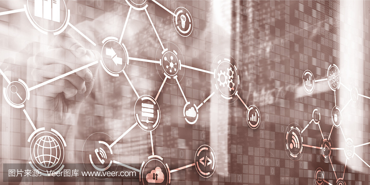 數字概念物聯網信息和電信技術。混合媒體。